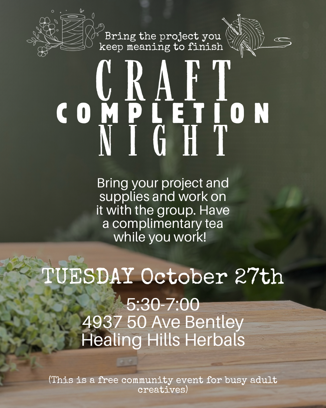 October Craft Completion Night