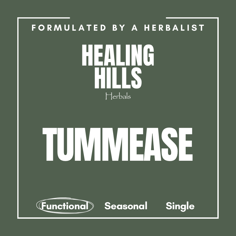 Tummease herbal tea for IBS from Healing Hills, formulated by a herbalist for digestive support.